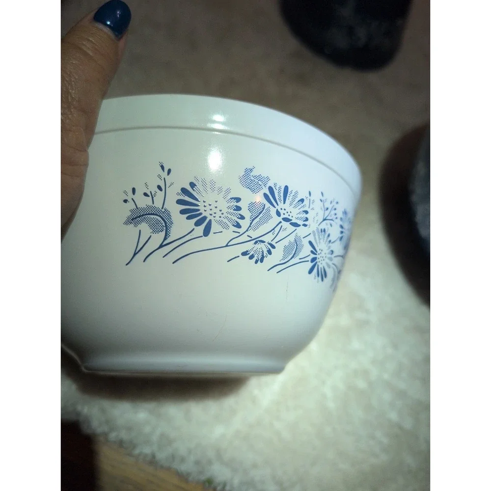 VTG Pyrex Colonial Mist Mixing Bowl Set of 3 pieces 401 402 403 Blue White Clean